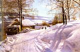 Famous Path Paintings - On The Snowy Path
